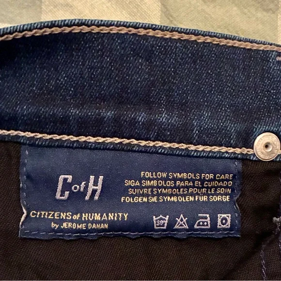 Citizens Of Humanity Slim Straight Leg Dark Wash Blue Jeans Denim Stretch 27 - Picture 5 of 7